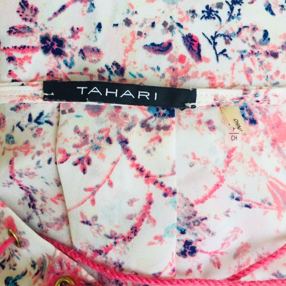 Tahari Pink Floral Tunic Blouse - Picture 6 of 7